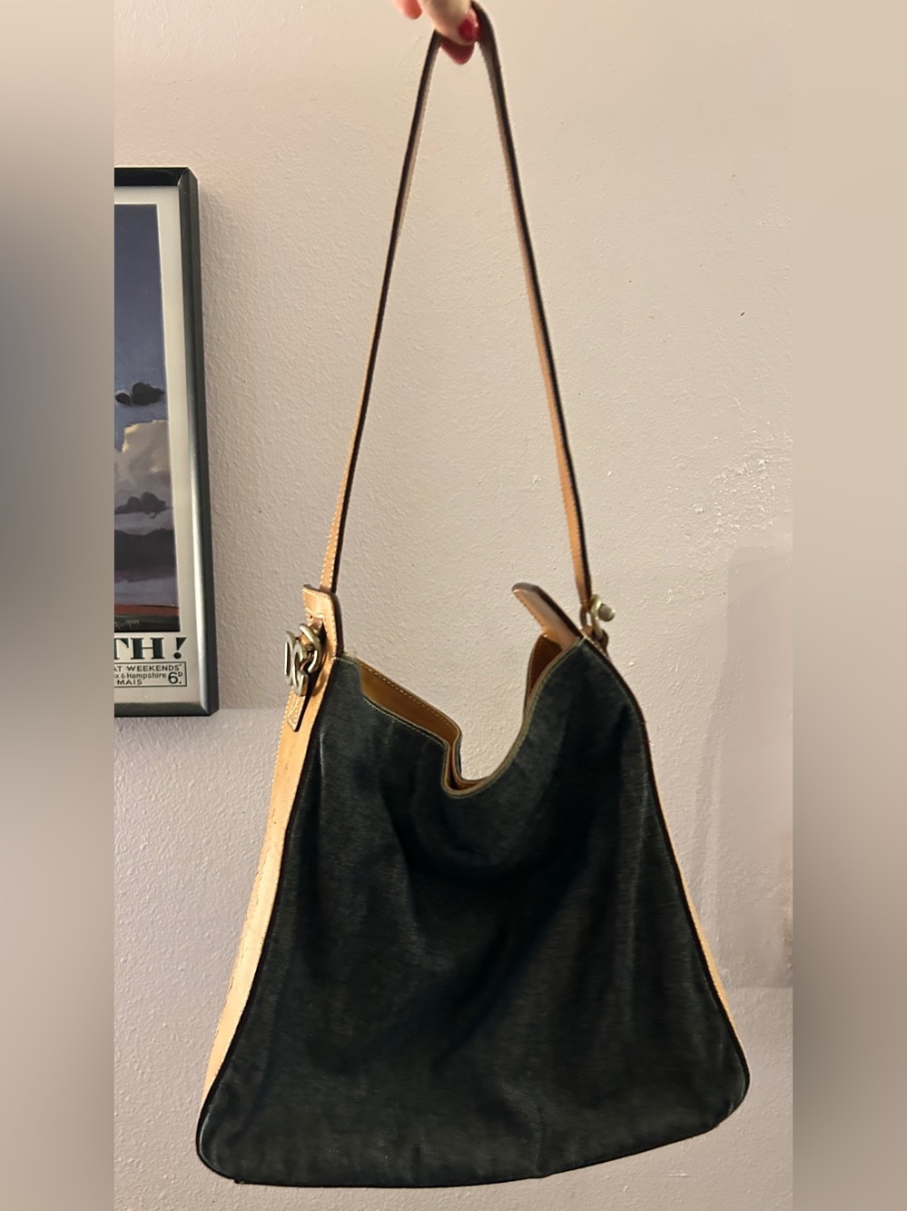 DOLCE & GABBANA Denim & Leather Slouchy Hobo Shoulder Bag VTG Y2K - Picture 9 of 16